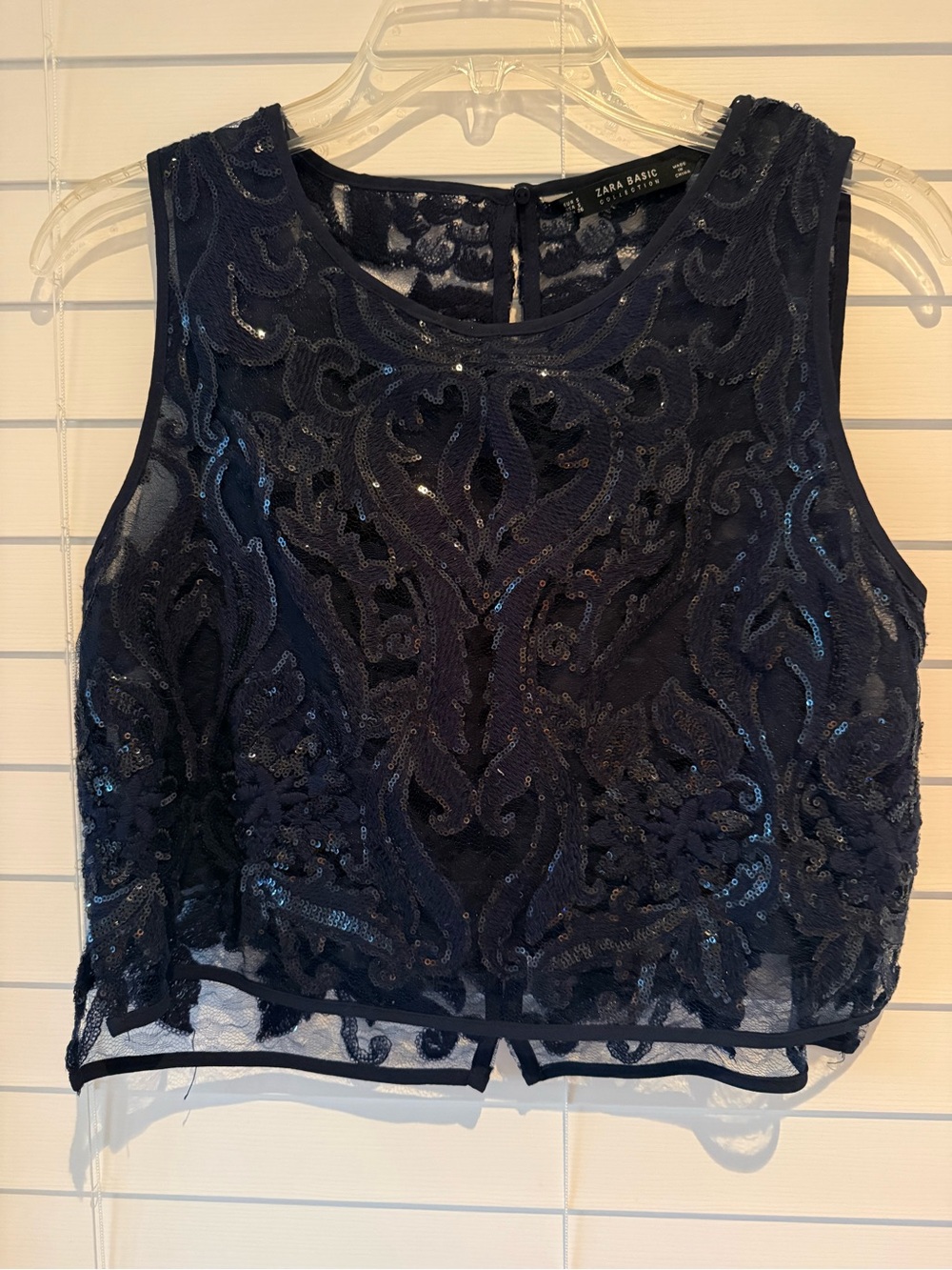 Zara Navy Sequin Lace Camisole